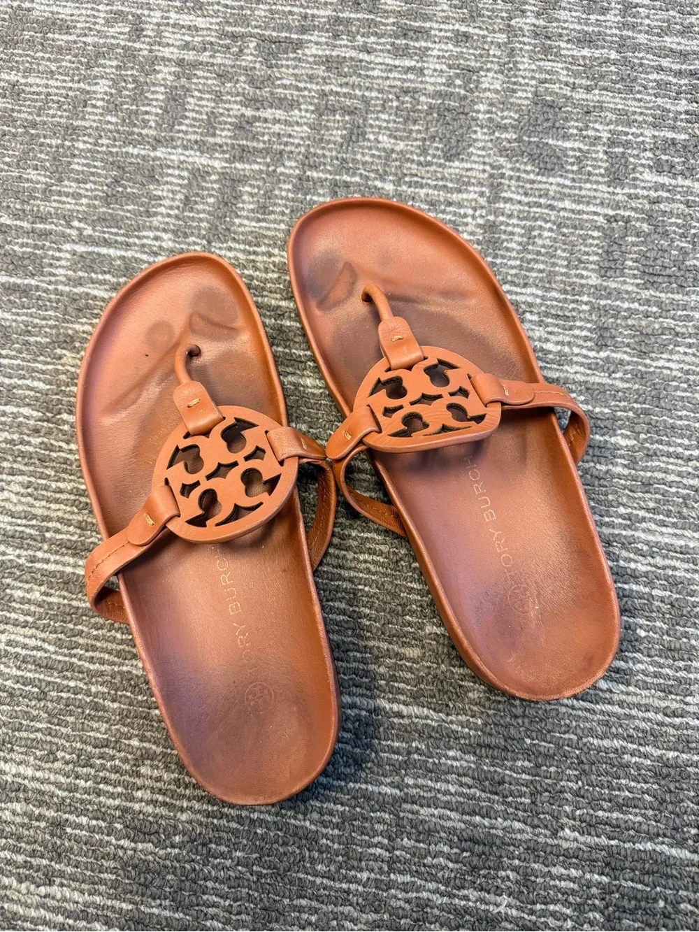 Tory Burch Brown Leather Miller Cloud Arch Support Sandals